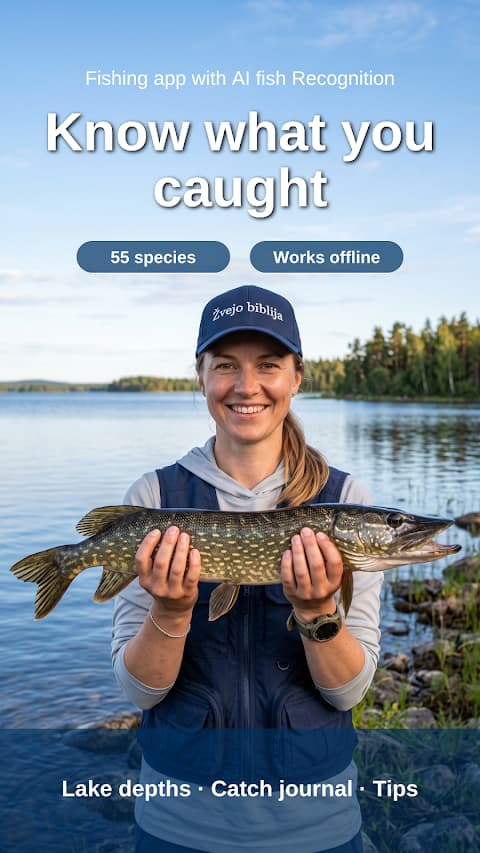 Angler holding a pike – Fisherman Bible fishing app with AI fish recognition